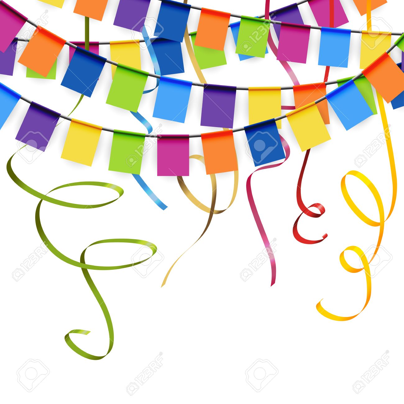 1300x1300 Colored Garlands And Streamers Background For Party Or Festival