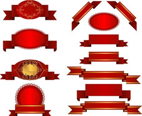 455x373 Several Red Ribbon Streamers, Clipart