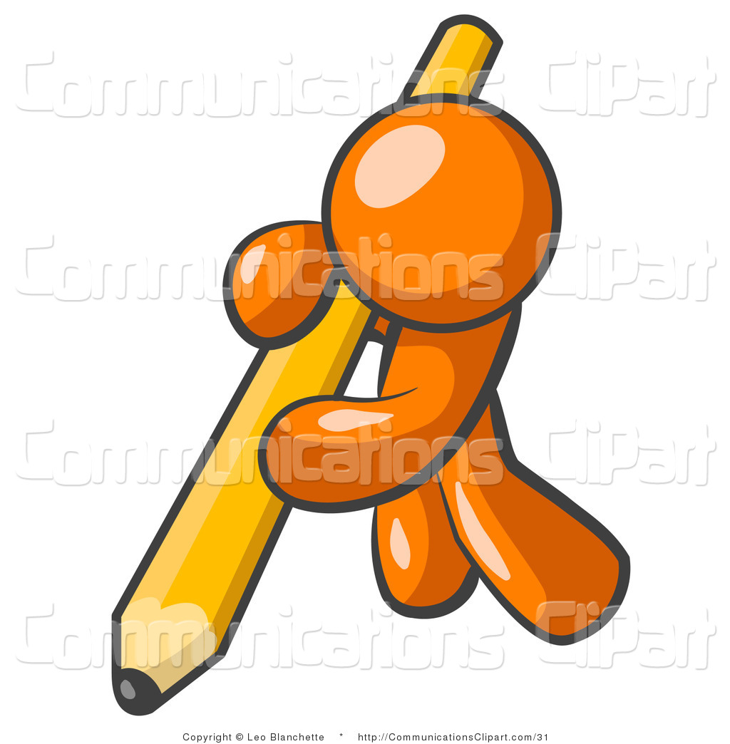 1024x1044 Vector Communication Clipart Of A Orange Man Using All Of His