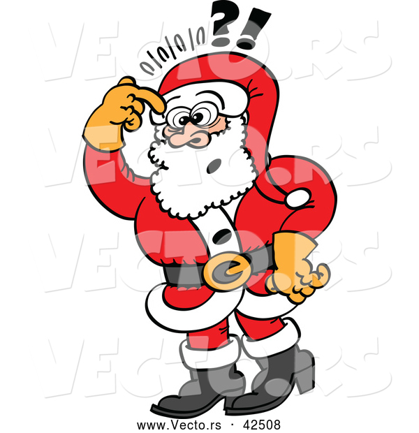 600x620 Vector Of A Stressed Cartoon Santa Thinking While Scratching His