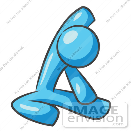 450x450 Clip Art Graphic Of A Sky Blue Guy Character Stretching And Doing
