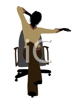 263x350 Silhouette Of A Woman Stretching In A Desk Chair