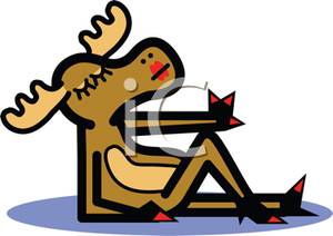 300x212 Art Image A Female Moose Relaxing And Stretching Her Nails