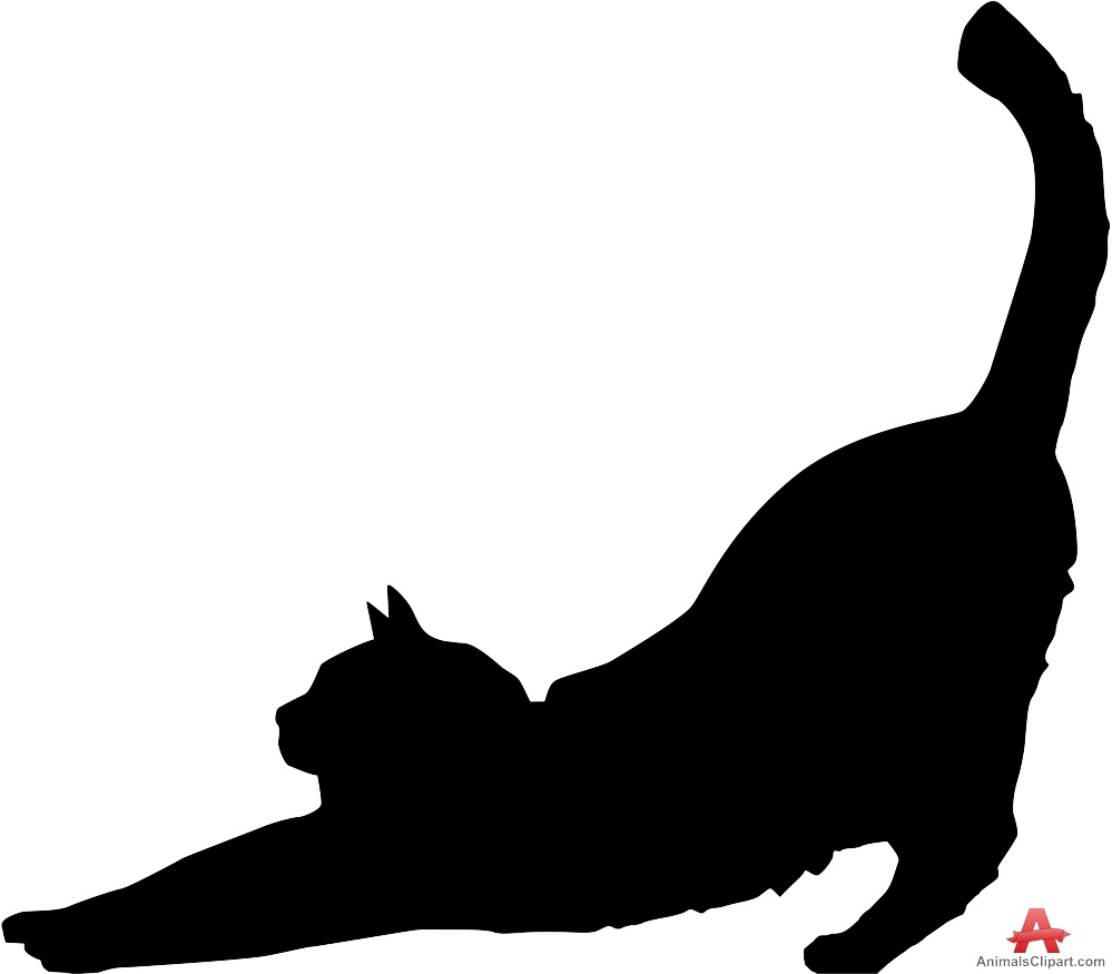 999x875 Cat Stretching Silhouette Free Clipart Design Download