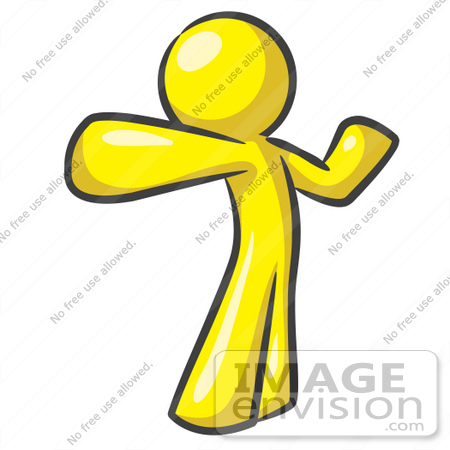 450x450 Clip Art Graphic Of A Yellow Guy Character Punching Or Stretching