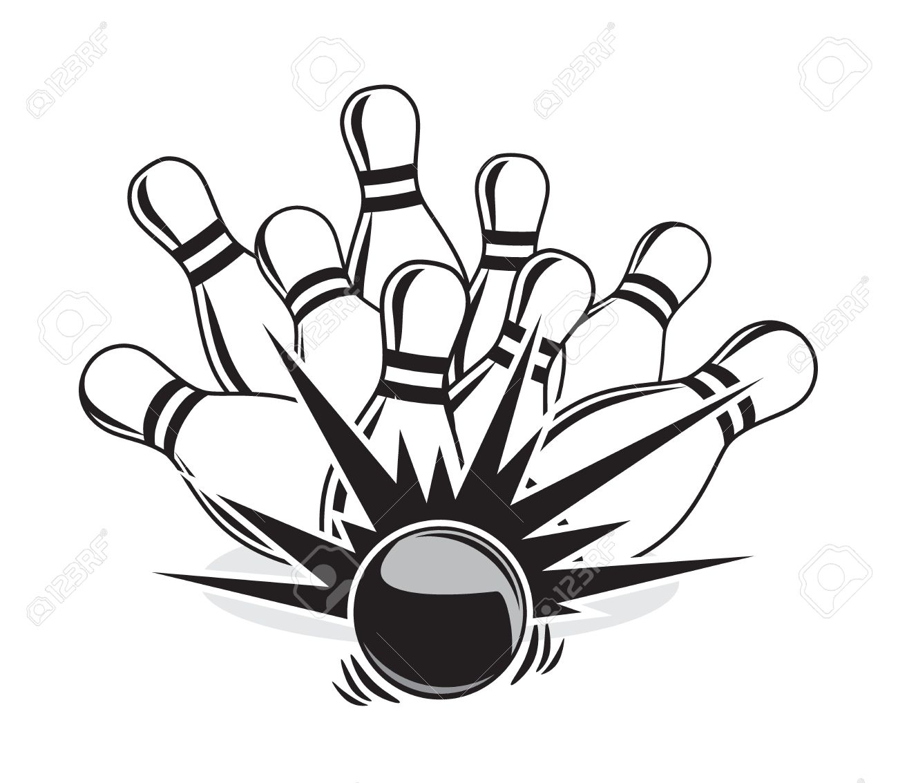 1300x1133 Illustration Of A Strike At A Bowling Game Royalty Free Cliparts