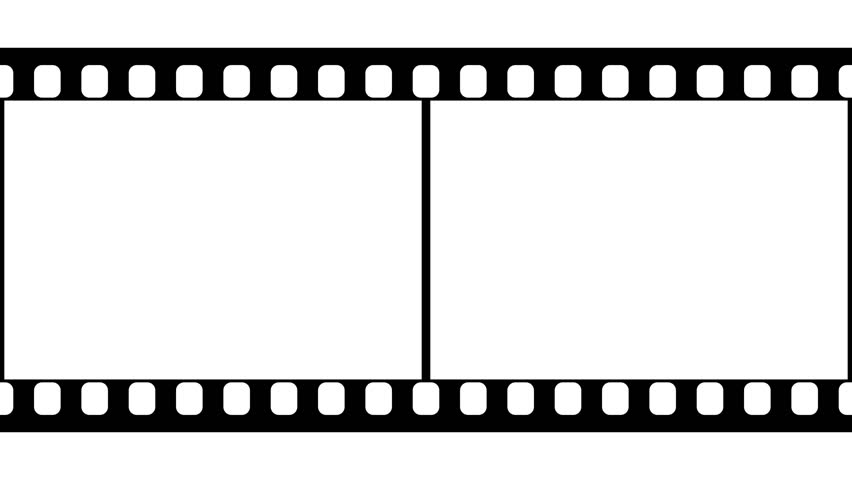852x480 35mm Film Strip Moveing On White Background. Seamless Loopable