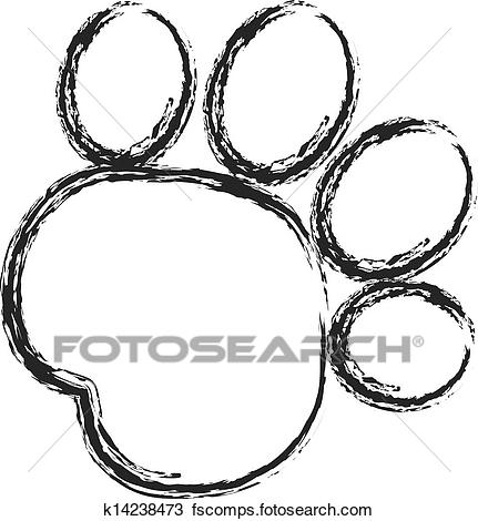 431x470 Clipart Of Black Paw Print Stroke Paint Logo K14238473