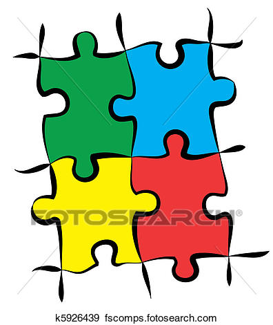 396x470 Clip Art Of Colorful Puzzle Pieces K5926439
