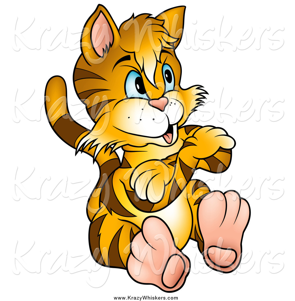 1024x1044 Critter Clipart Of A Stubborn Tiger Striped Kitty Cat Sitting