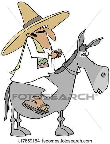 358x470 Drawings Of Mexican Man Riding A Donkey K17659154