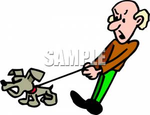 300x231 Man Taking His Stubborn Dog For A Walk