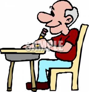291x300 Art Image An Elderly Man Sitting At A Desk Writing