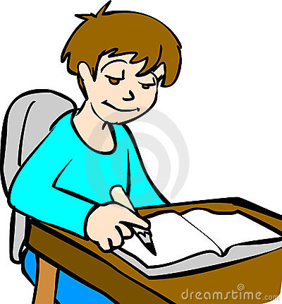 student doing homework clipart