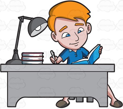 student doing homework clipart