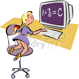 300x300 Royalty Free Cartoon Student Learning On A Computer 138618 Vector