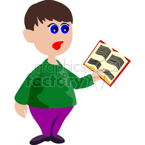 300x300 Royalty Free Cartoon Student Reading From A Book 139312 Vector