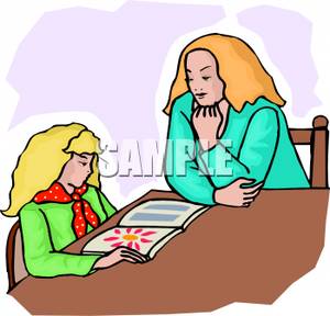 300x288 Young Girl Reading A Book With A Teacher