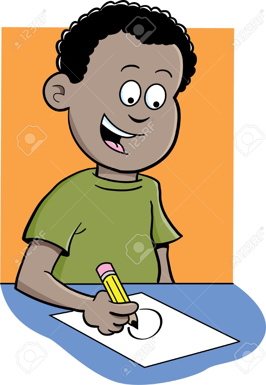 898x1300 Student Writing At Desk Clipart