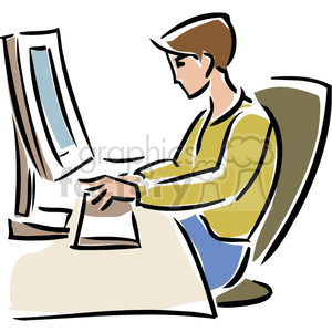300x300 Royalty Free Cartoon Student Typing