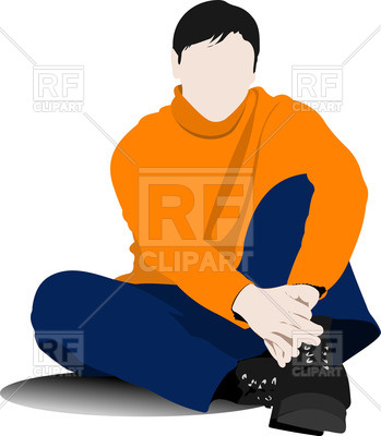 349x400 Young Man (Student) In Casual Clothing Sits On The Floor Royalty