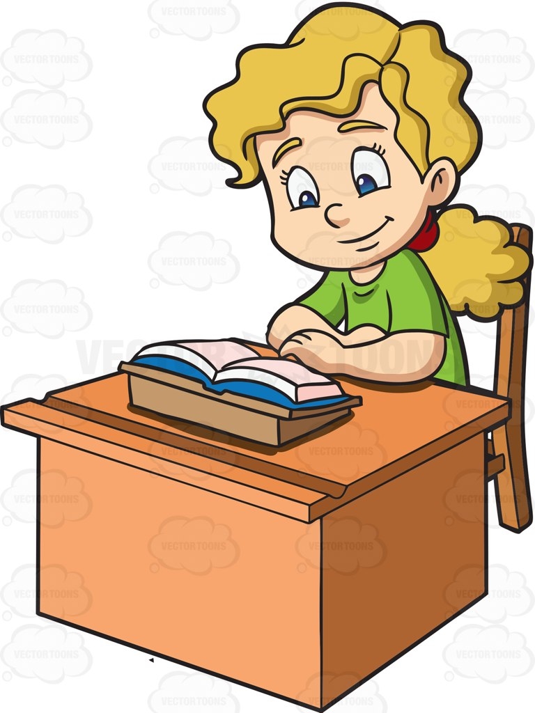 768x1024 Student Reading At Desk Clipart