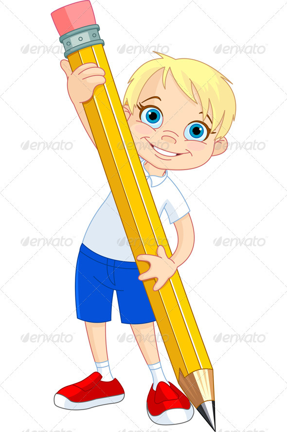 590x889 Boy Holding Pencil Art Clipart, Clip Art And Fonts
