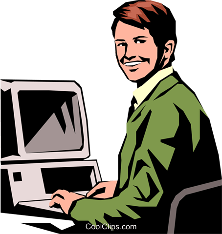 454x480 Student Working On Pc Royalty Free Vector Clip Art Illustration