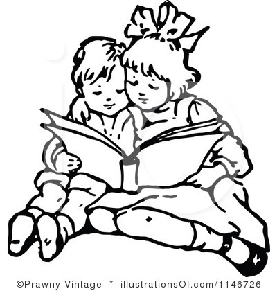 400x420 Children Reading Book Clipart Black And White
