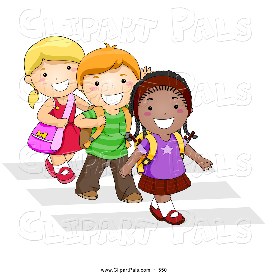 1024x1044 Pal Clipart Of Trio Of Diverse School Kids Walking In Line On