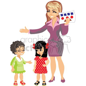 300x300 Royalty Free A Teacher With Her Students Holding Up A Shape Chart