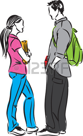 275x450 College Students Talking Illustration Royalty Free Cliparts
