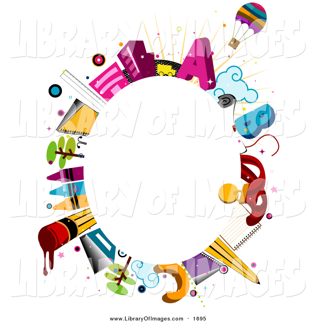 1024x1044 Clip Art Of A Oval Frame Of School Items Around Copyspace By Bnp
