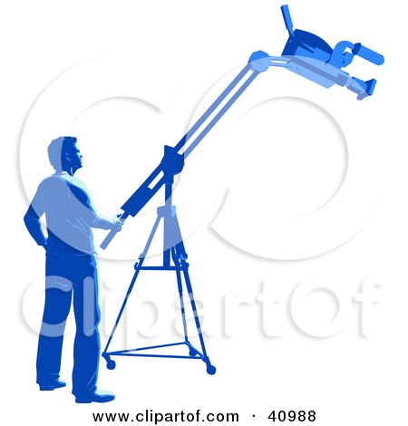 450x470 Clipart Illustration Of Blue Silhouetted Camera Man