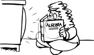 300x177 And White Girl Studying Algebra While Watching Tv Clipart Picture