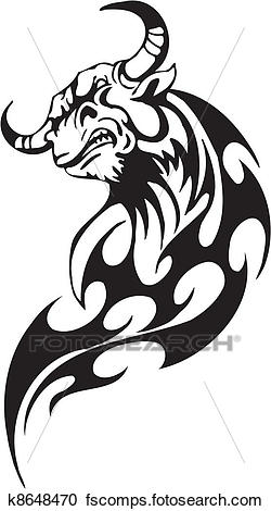 250x470 Clipart Of Bull In Tribal Style