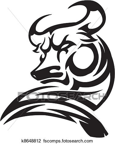 377x470 Clipart Of Bull In Tribal Style