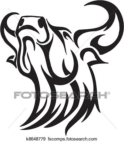 409x470 Clip Art Of Bull In Tribal Style