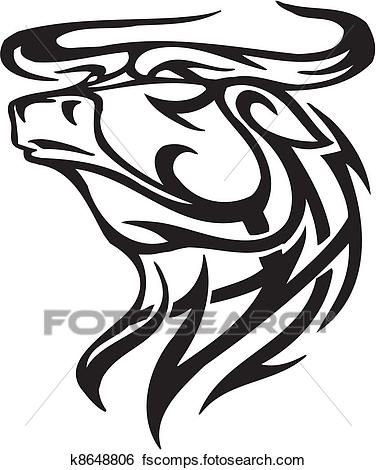 376x470 Clip Art Of Bull In Tribal Style