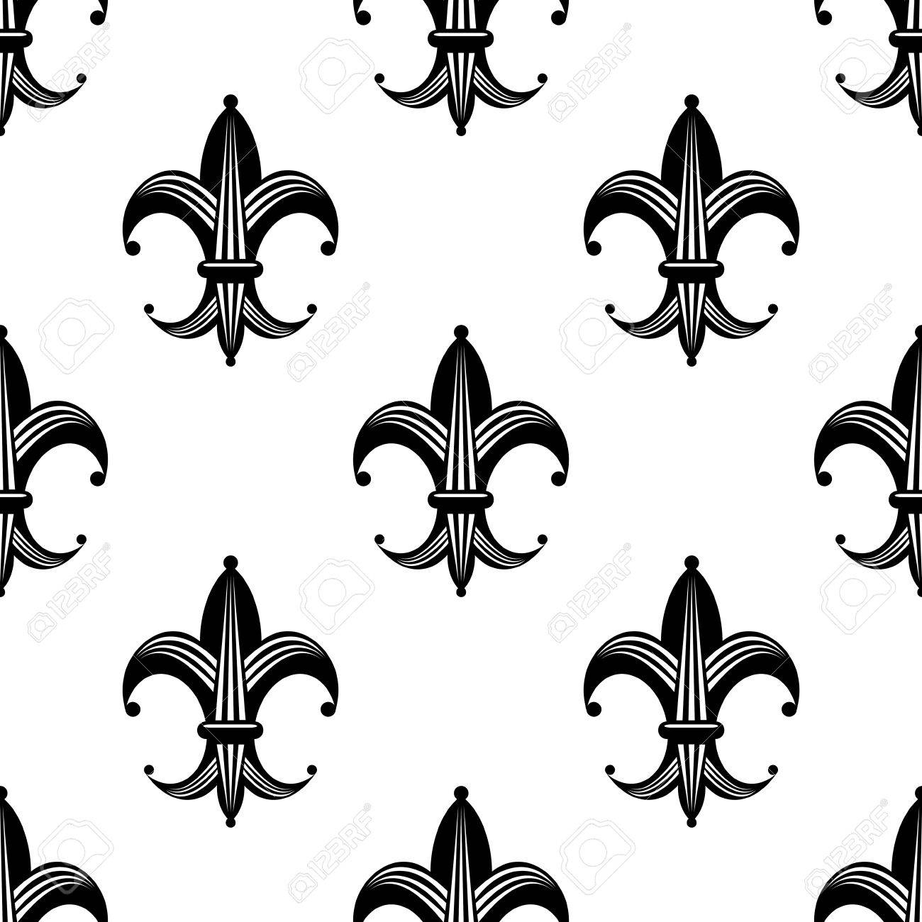 1300x1300 Seamless Blackd White Stylized Fleur De Lys Pattern