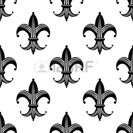 450x450 Seamless Bold Stylized Fleur De Lys Pattern With A Repeat Black