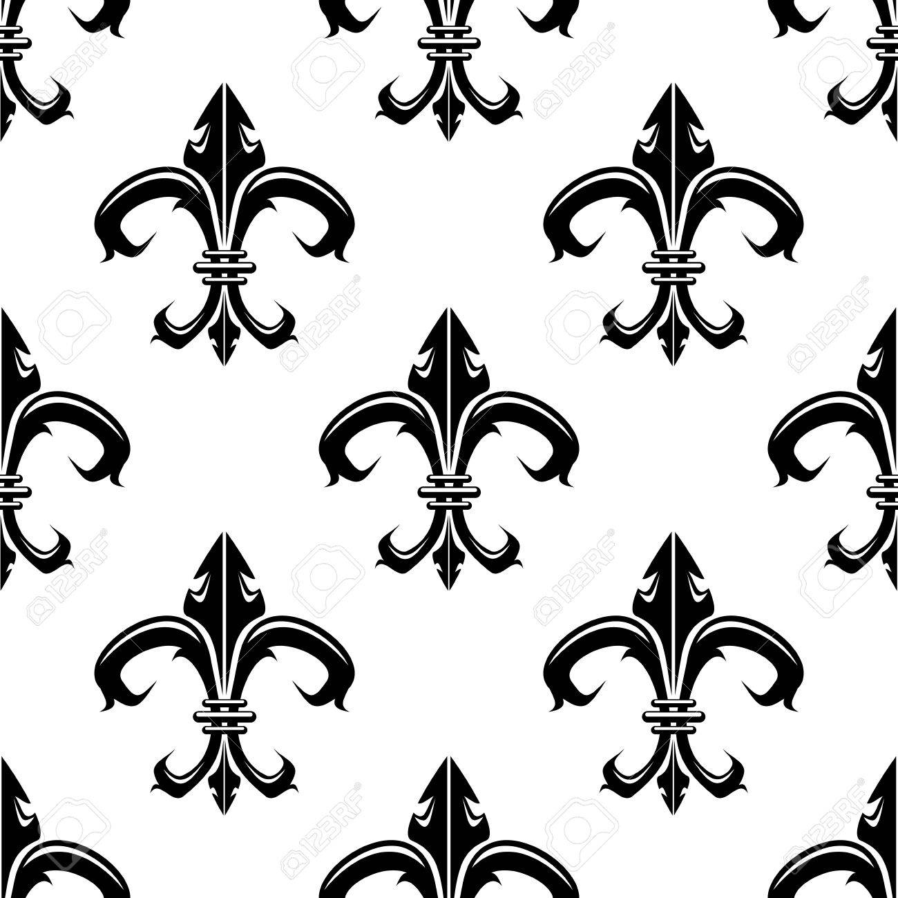 1300x1300 Classical French Black And White Fleur De Lis Seamless Background