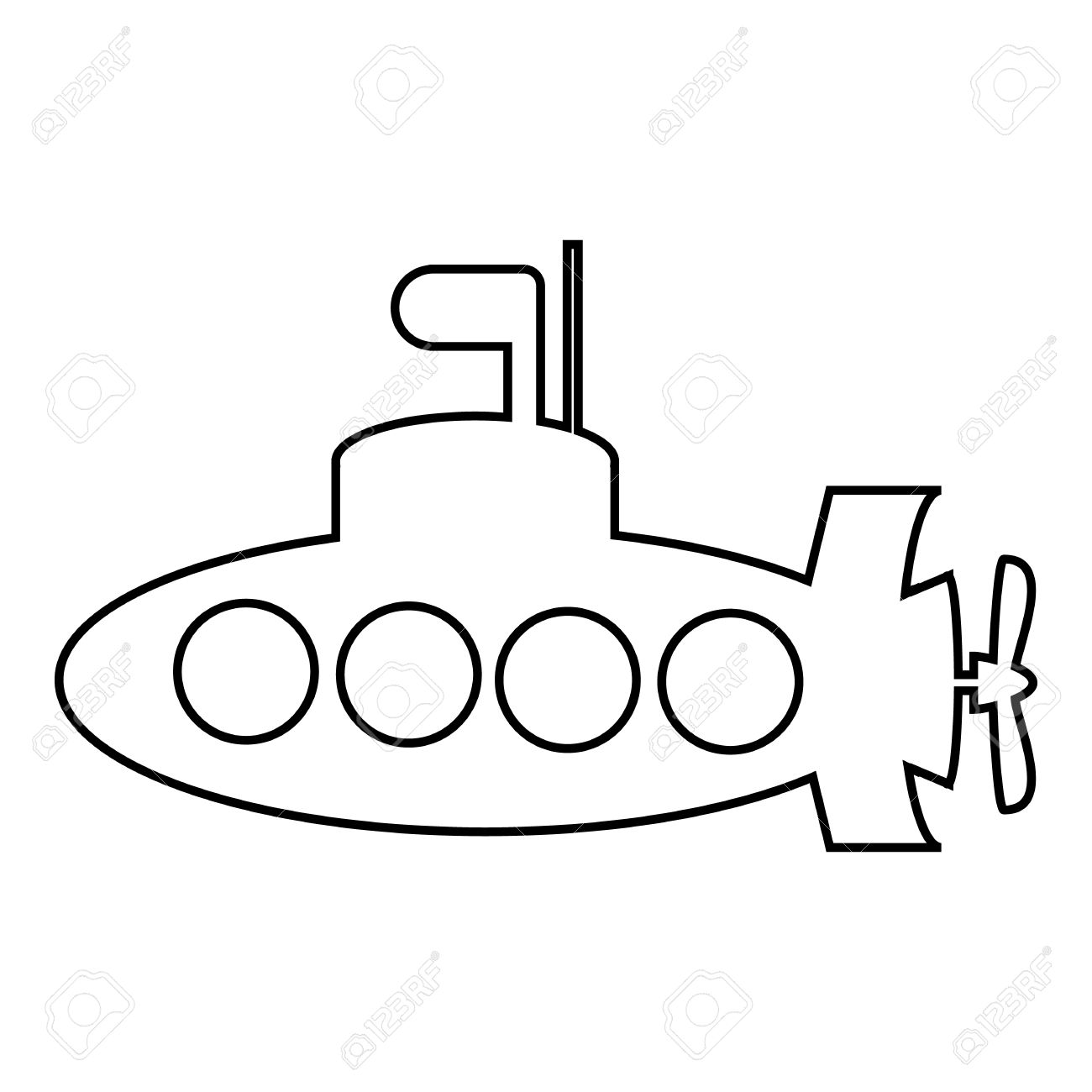 1300x1300 Submarine Clipart Black And White