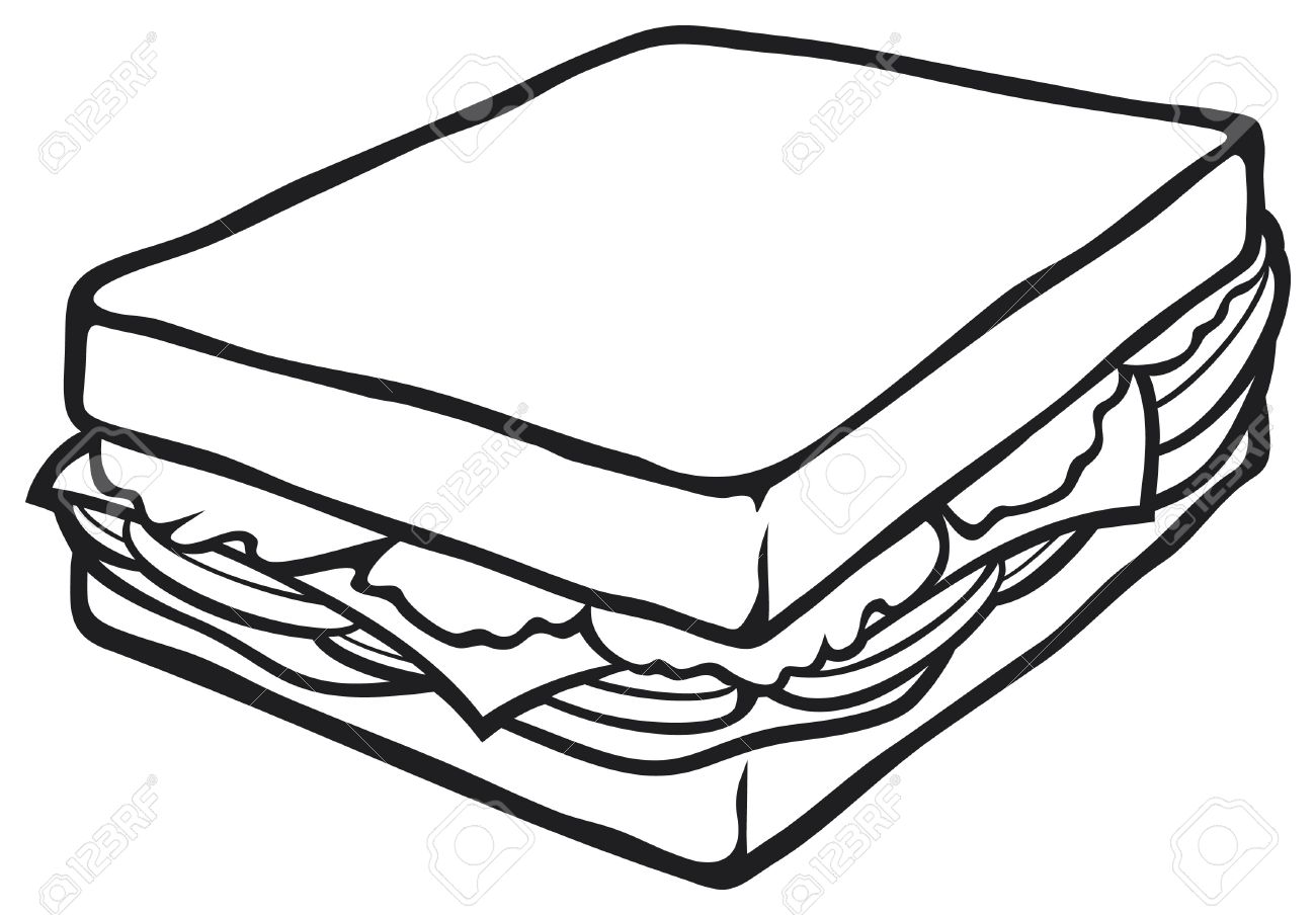 1300x904 Black Clipart Sandwich