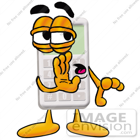450x450 Clip Art Graphic Of A Calculator Cartoon Character Whispering