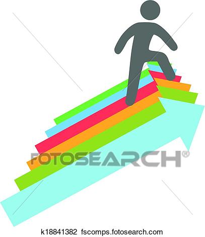407x470 Clipart Of Person Climbs Up Success Direction Arrows K18841382