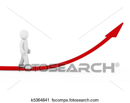 450x357 Clipart Of 3d Human Arrow Success Growth Red K5364841