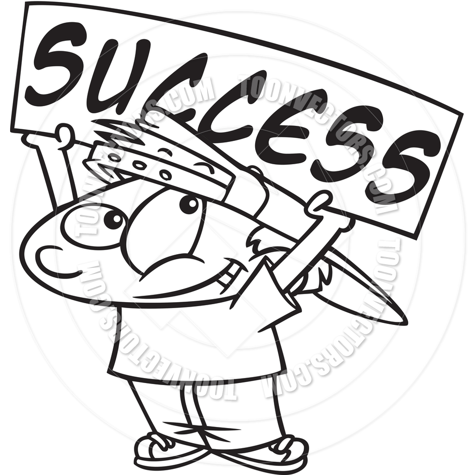 940x940 Cartoon Successful Boy (Black And White Line Art) By Ron Leishman