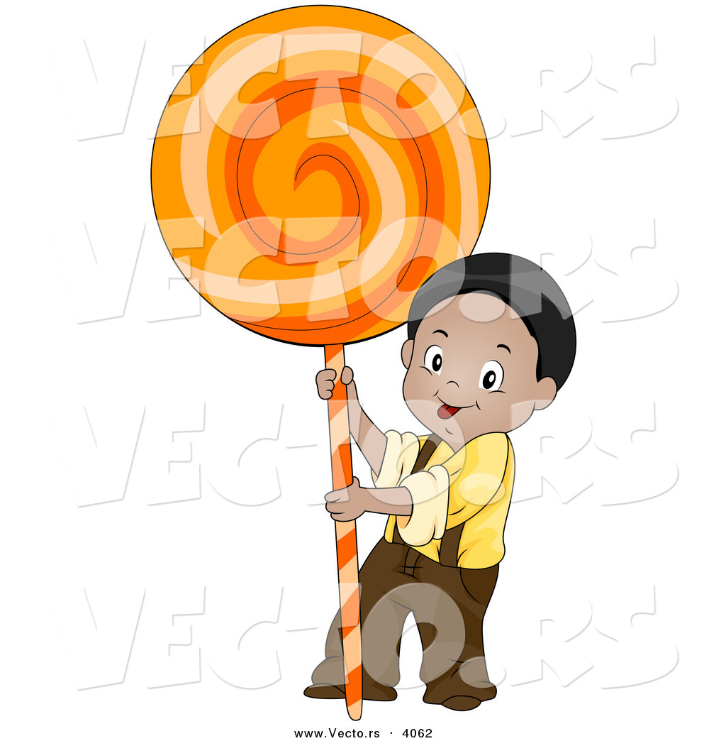 1024x1044 Vector Of Smiling Cartoon Boy With Big Orange Candy Sucker By Bnp