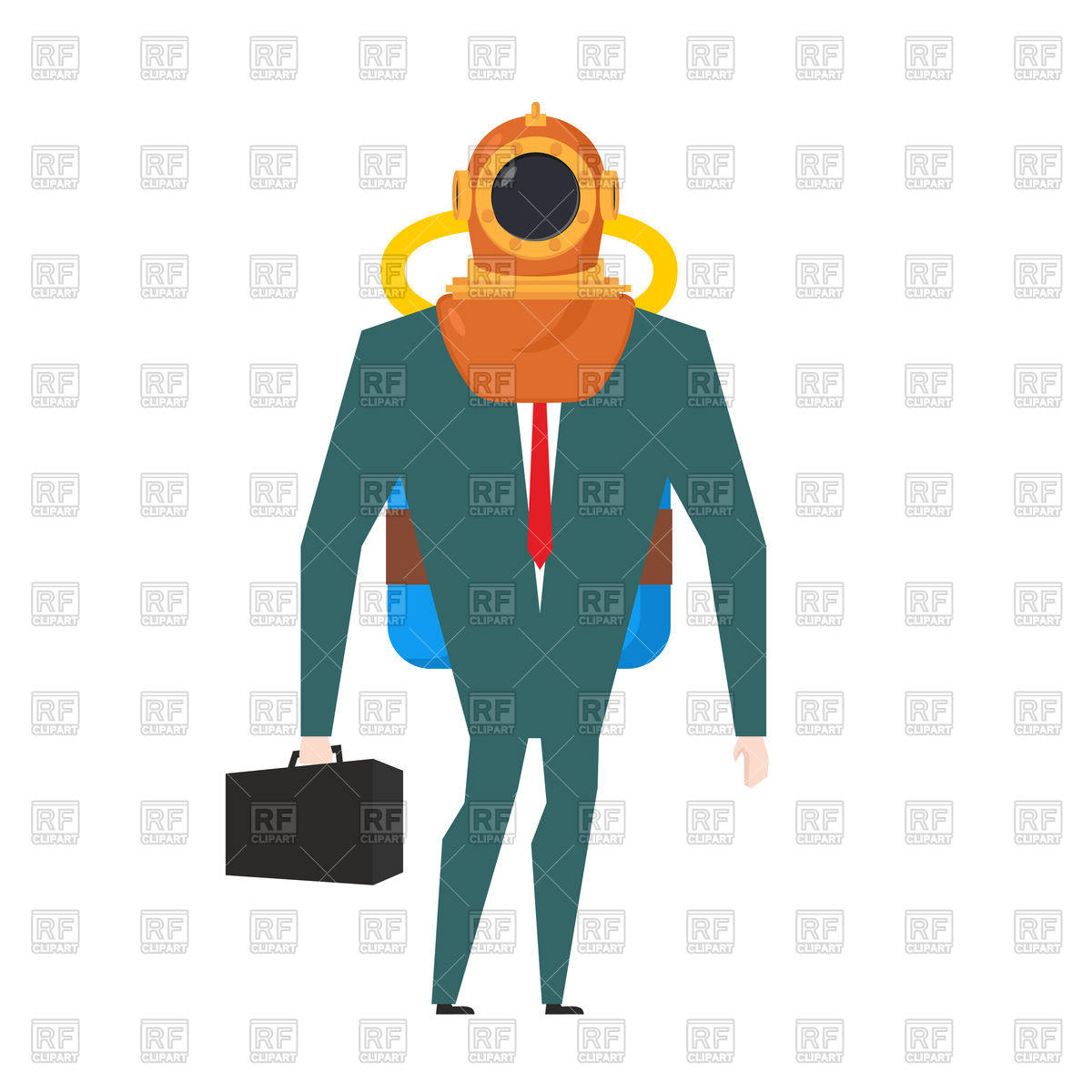 1200x1200 Businessman Is Diver Suit Royalty Free Vector Clip Art Image